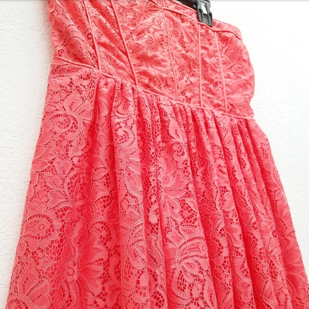NY&C Eva Mendez Coral Lace Strapless Dress - Picture 3 of 6